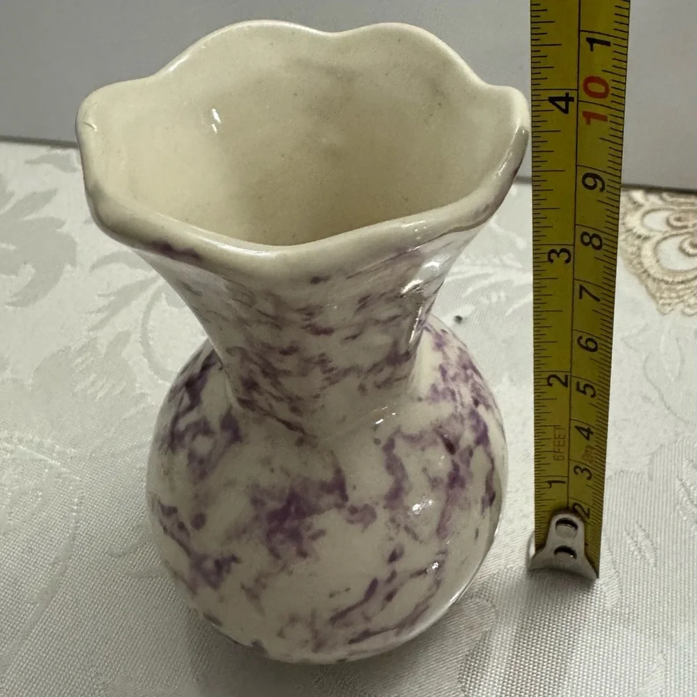 Bud Vase – small (4 inch)Purple and Cream Ceramic